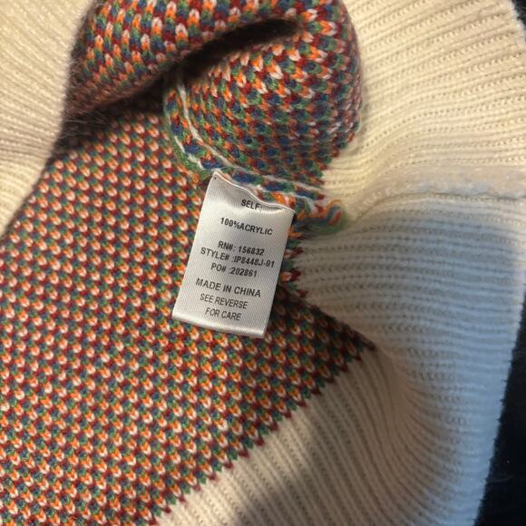 BiBi  Crewneck Floral Knit Sweater with Red, Blue, Green, Orange Flowers Size M - Picture 7 of 7